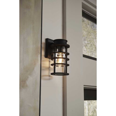 Port Royal 1 Light 13 inch Textured Black Outdoor Wall Lantern, with DURASHIELD, Small